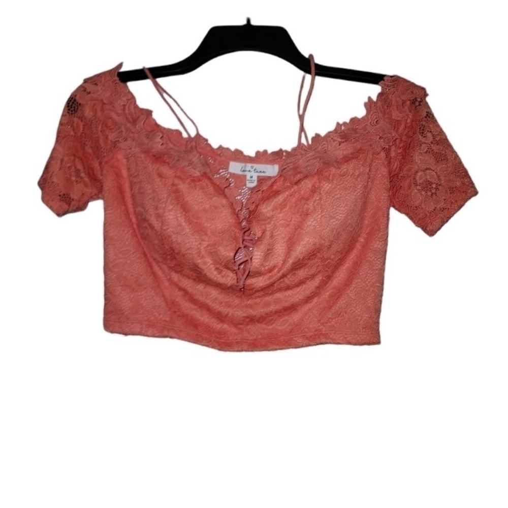 Love tree orange lace crop top